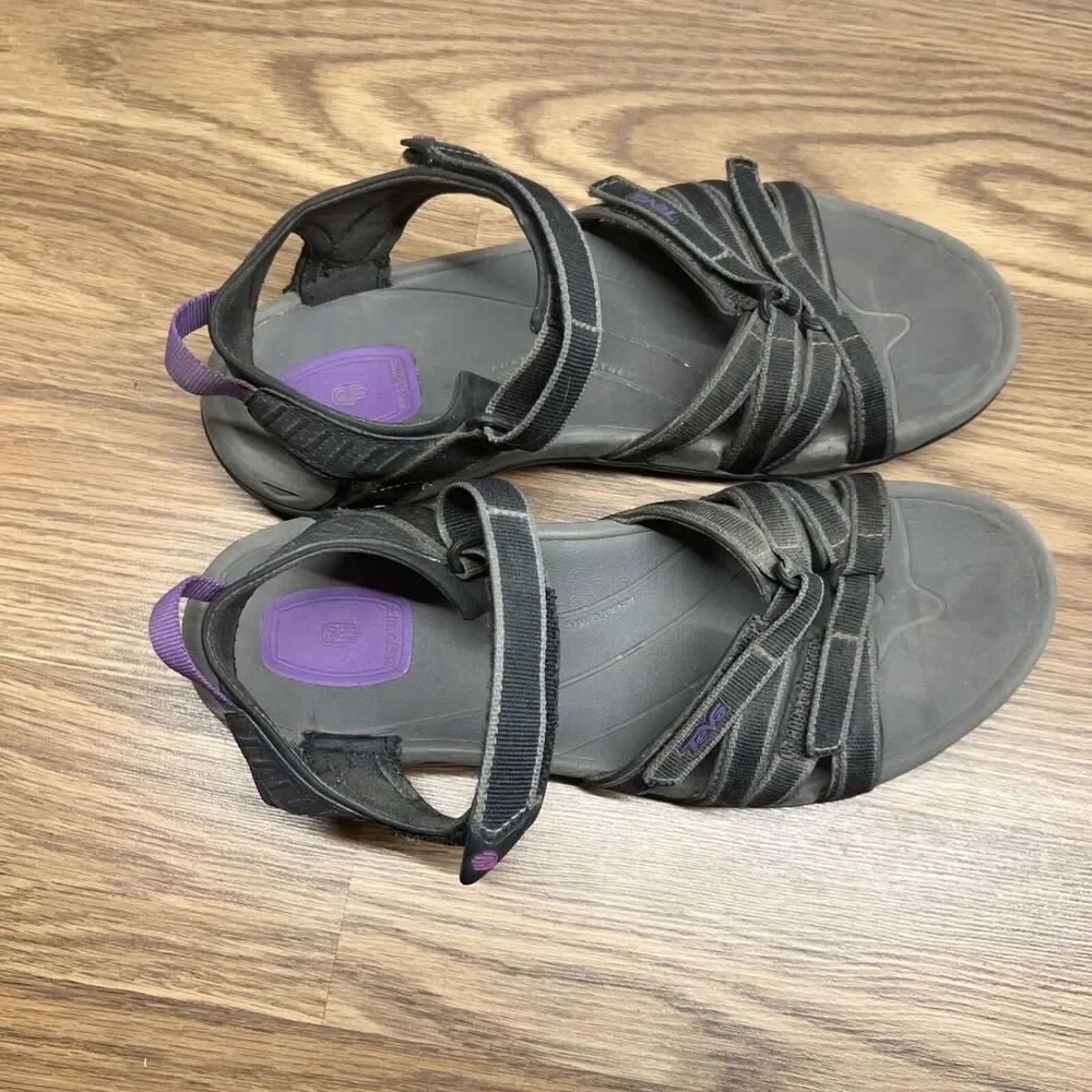 Teva‎ Tirra Hiking Sandals Womens Size 11 Black Purple Gray Fast Drying Outdoor